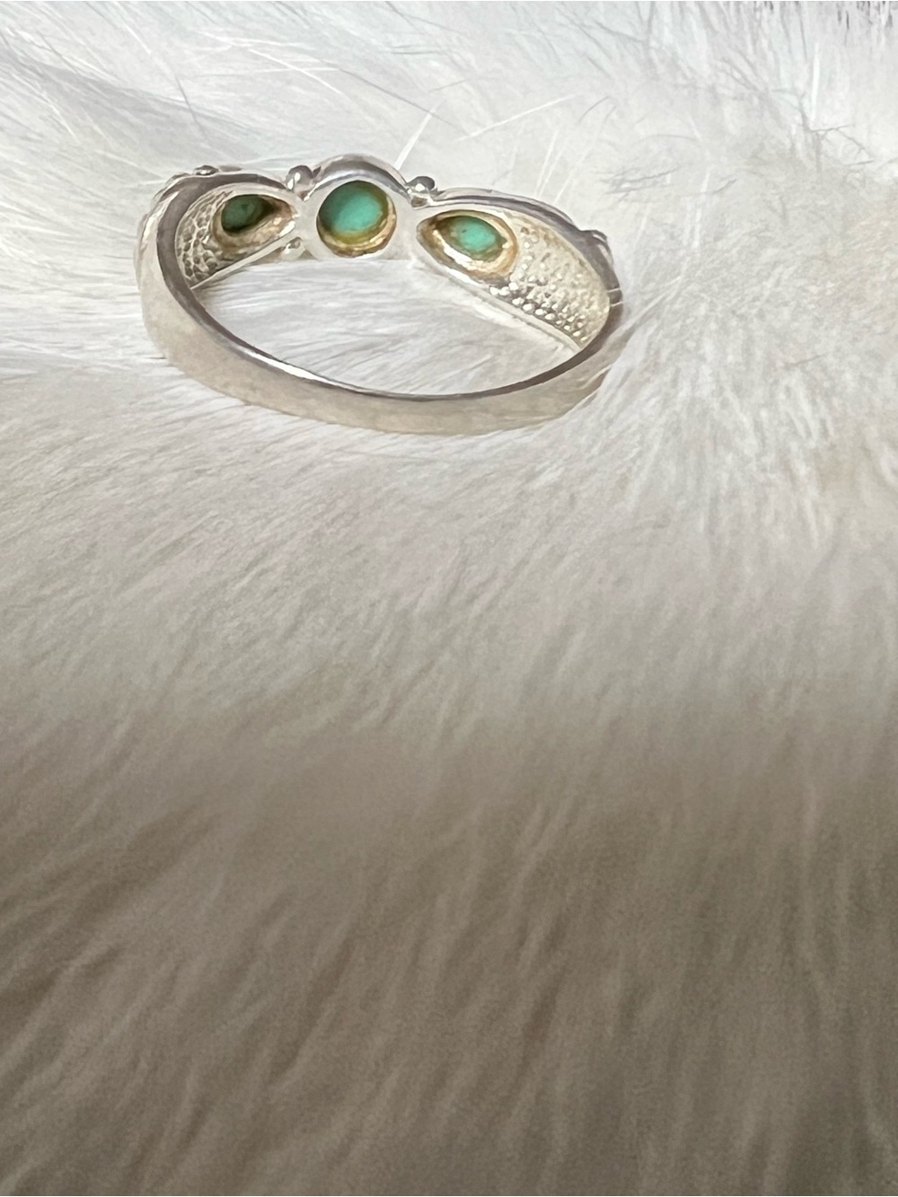 Sterling Silver Turquoise Triple Stone Women’s Ring - Picture 7 of 8